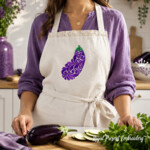 Aubergine Motif de broderie machine libre - 3 tailles