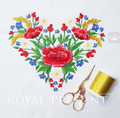 Estonian Ethnic Heart with poppies and spikelets machine embroidery design - 4 sizes