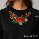 Motif de broderie à la machine « Bouquet de fleurs ethniques estoniennes » - 3 tailles