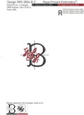 Floral Capital Letter B machine embroidery design - 3 sizes