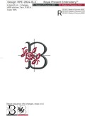Floral Capital Letter B machine embroidery design - 3 sizes