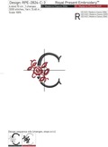 Floral Capital Letter C machine embroidery design - 3 sizes