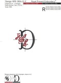 Floral Capital Letter D machine embroidery design - 3 sizes