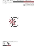 Floral Capital Letter E machine embroidery design - 3 sizes