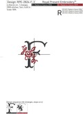 Floral Capital Letter F machine embroidery design - 3 sizes