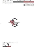 Floral Capital Letter G machine embroidery design - 3 sizes