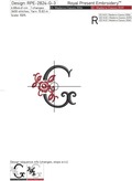 Floral Capital Letter G machine embroidery design - 3 sizes