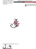 Floral Capital Letter J machine embroidery design - 3 sizes
