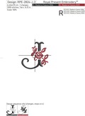 Floral Capital Letter J machine embroidery design - 3 sizes