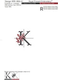 Floral Capital Letter K machine embroidery design - 3 sizes