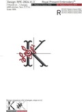 Floral Capital Letter K machine embroidery design - 3 sizes