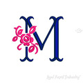 Floral Capital Letter M machine embroidery design - 3 sizes