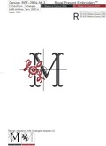 Floral Capital Letter M machine embroidery design - 3 sizes