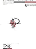 Floral Capital Letter P machine embroidery design - 3 sizes