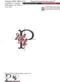 Floral Capital Letter P machine embroidery design - 3 sizes