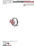 Floral Capital Letter Q machine embroidery design - 3 sizes