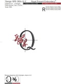 Floral Capital Letter Q machine embroidery design - 3 sizes