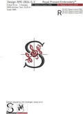 Floral Capital Letter S machine embroidery design - 3 sizes
