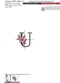 Floral Capital Letter U machine embroidery design - 3 sizes