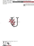 Floral Capital Letter U machine embroidery design - 3 sizes