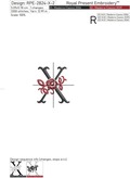Floral Capital Letter X machine embroidery design - 3 sizes