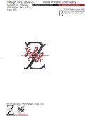 Floral Capital Letter Z machine embroidery design - 3 sizes