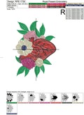 Floral Human Heart Machine Embroidery Design - 3 sizes