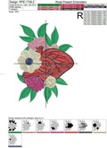 Floral Human Heart Machine Embroidery Design - 3 sizes