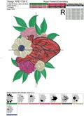 Floral Human Heart Machine Embroidery Design - 3 sizes