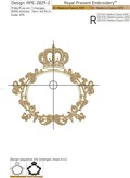 Floral vintage frame with crown Machine embroidery design - 2 sizes