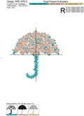 Flower umbrella Machine Embroidery Design - 3 sizes