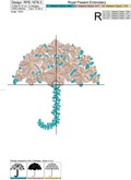 Flower umbrella Machine Embroidery Design - 3 sizes