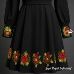 Folk Flower Bouquets Machine Embroidery Designs - Set of 4