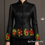 Folk Flower Bouquets Machine Embroidery Designs - Set of 4