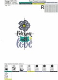 For You with Love Machine Embroidery Design - 4 sizes
