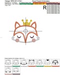 Fox in the crown Applique Embroidery Design - 6 sizes