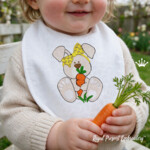 Little Bunny with Carrots Free Machine Embroidery Design