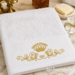 Motif de broderie mécanique « Couronne royale » monochrome gratuit pour serviettes — 2 tailles