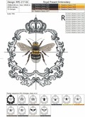 French Machine Embroidery Design Queen Bee - 3 sizes