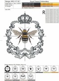 French Machine Embroidery Design Queen Bee - 3 sizes
