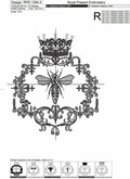 French Queen Bee Machine Embroidery Design - 5 sizes