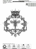 French Queen Bee Machine Embroidery Design - 5 sizes