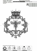 French Queen Bee Machine Embroidery Design - 5 sizes