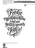 Frohe Weihnachten und ein gutes Neues Jahr Machine Embroidery Design - 3 sizes