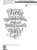 Frohe Weihnachten und ein gutes Neues Jahr Machine Embroidery Design - 3 sizes