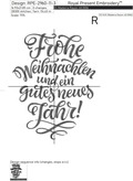 Frohe Weihnachten und ein gutes Neues Jahr Machine Embroidery Design - 3 sizes