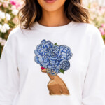 Fashion Girl in a Flower Hat Machine Embroidery Design - 6 Sizes