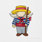 Venice Gondolier Gnome Machine Embroidery Design - 4 sizes
