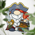Gnome Pirate Machine Embroidery Design - 4 sizes