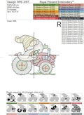 Gnome on a tractor Machine Embroidery Design - 4 sizes